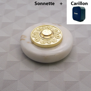 Sonnette Marbre Blanc D80 Collerette Acier laiton