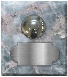 marbre gris tifflit carré 62x70 étiquette+bouton poussoir chromés