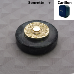 Sonnette Marbre Vert D80 Collerette Rome Laiton