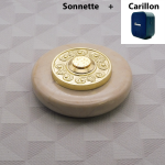 Sonnette Marbre Beige D80 Collerette Rome laiton