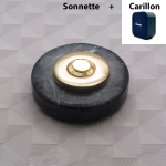 Sonnette Marbre Vert D80 Collerette Acier laiton