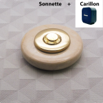 Sonnette Marbre Beige D80 Collerette Acier laiton