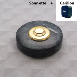 Sonnette Marbre Vert D80 Collerette Laiton