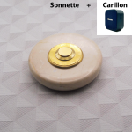 Sonnette Marbre Beige D80 Collerette Laiton